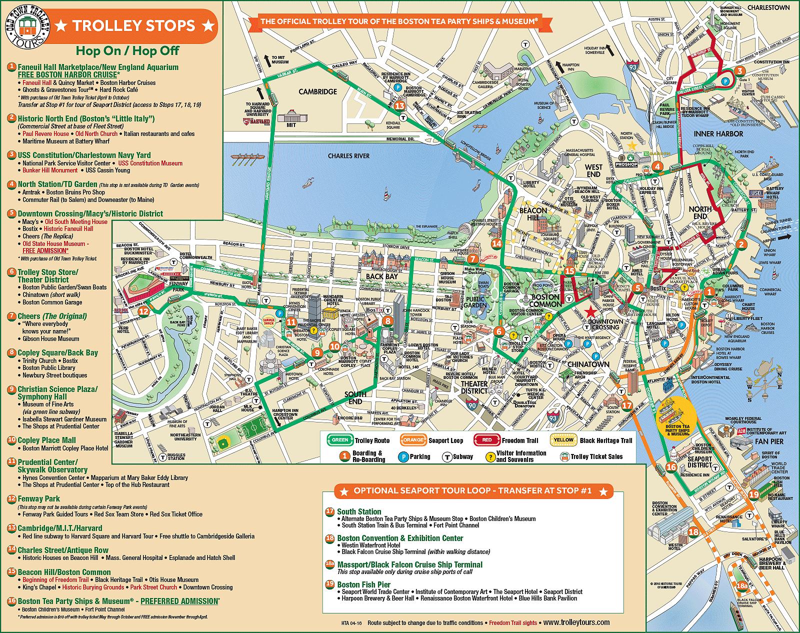 Map of Boston bus bus routes and bus stations of Boston