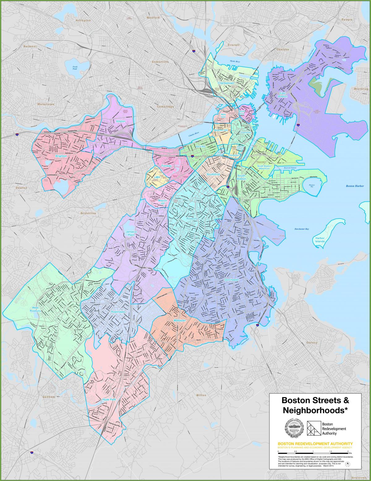 Boston neighborhoods map