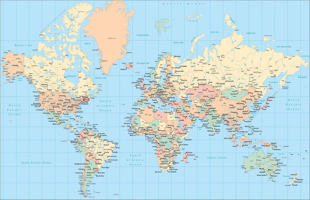 Boston location on world map