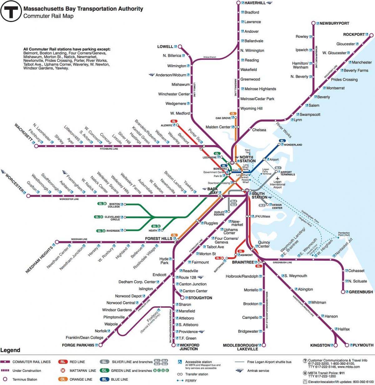Boston railway stations map